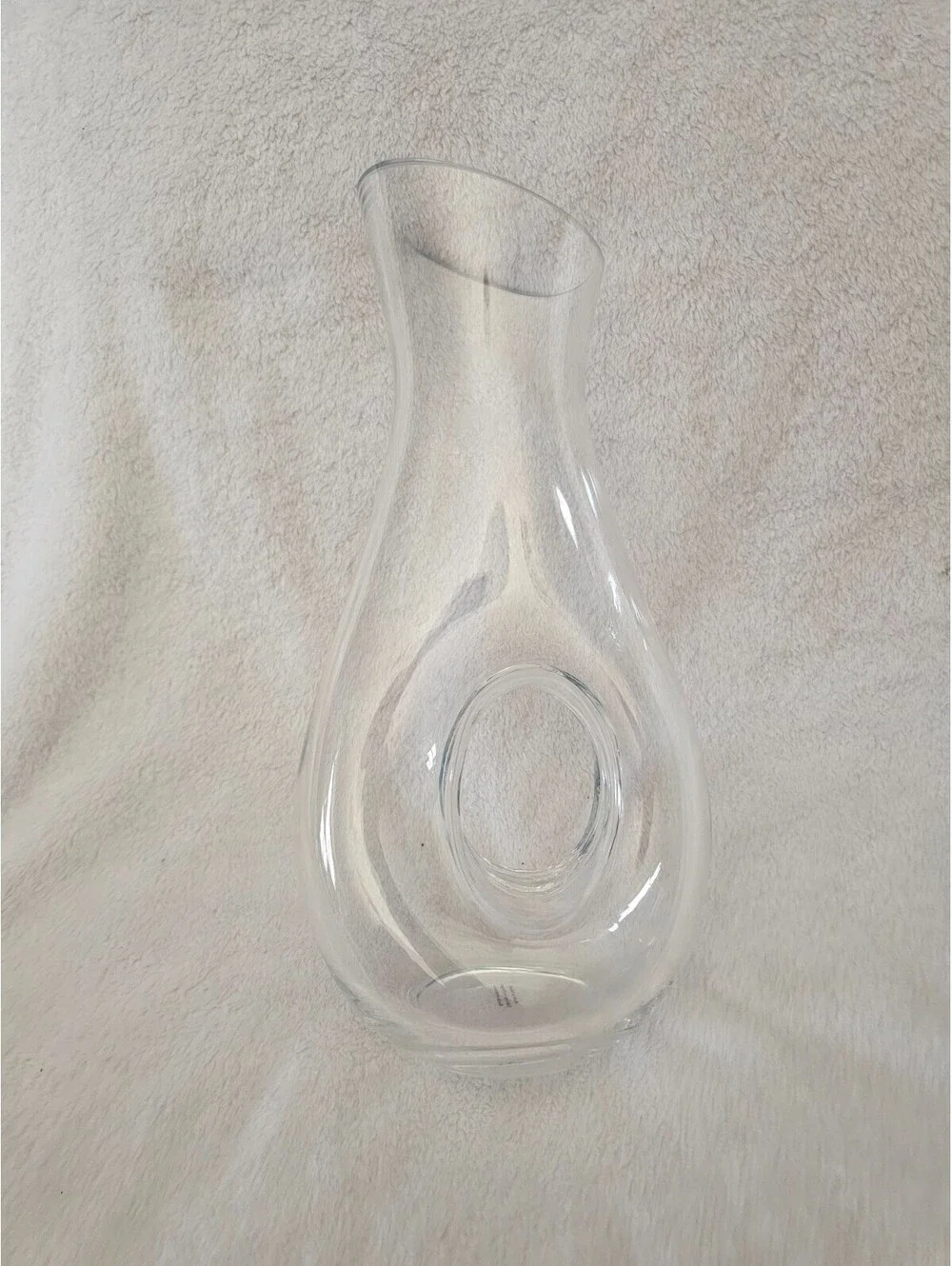 Unbranded Donut Hole Pitcher Vase Clear Glass 11.5